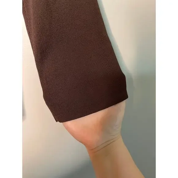 2000s Y2K Joseph A Viscose Chocolate Brown Gold 3D Jeweled Beaded Shirt M - Picture 4 of 5